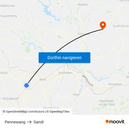 Pennewang to Sandl map