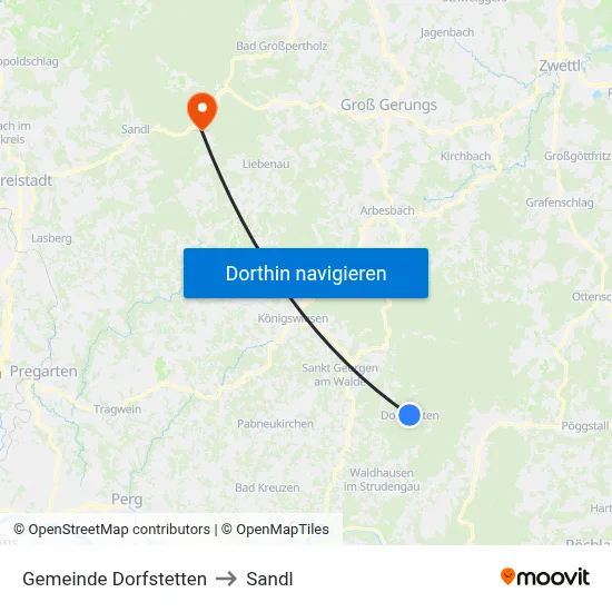 Gemeinde Dorfstetten to Sandl map