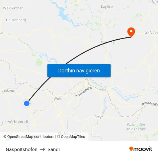 Gaspoltshofen to Sandl map
