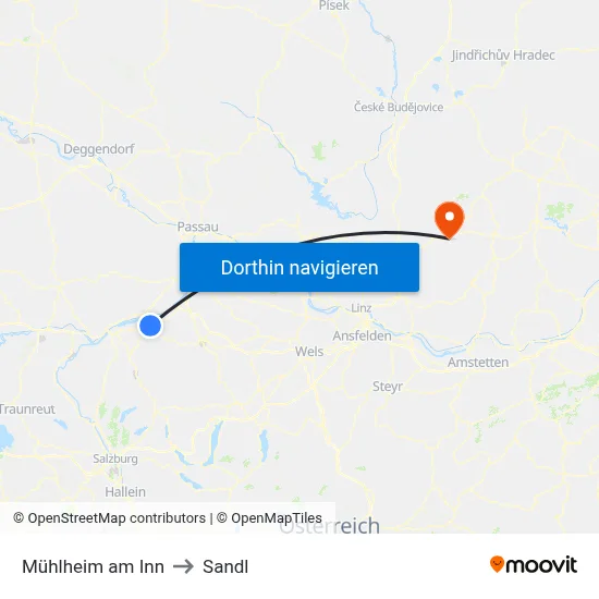 Mühlheim am Inn to Sandl map