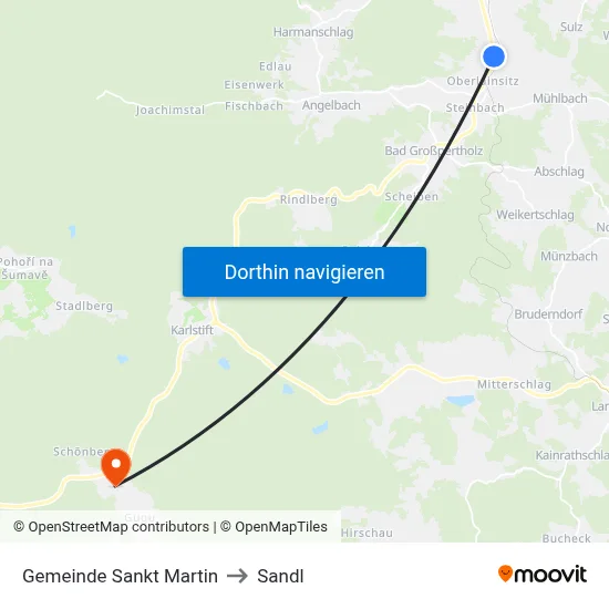 Gemeinde Sankt Martin to Sandl map