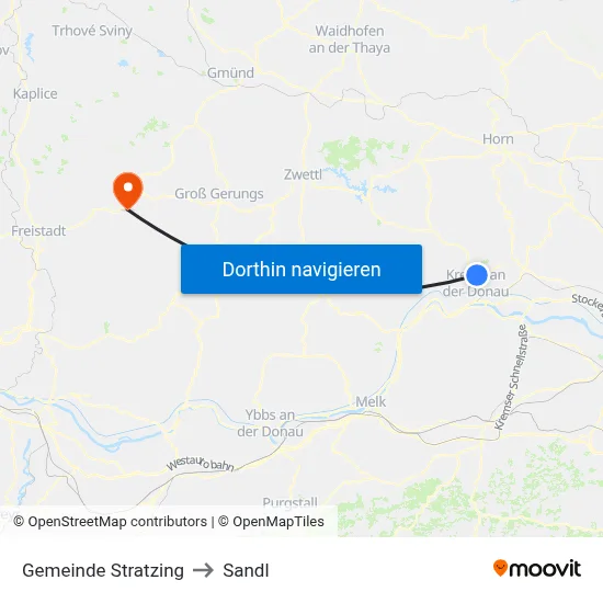 Gemeinde Stratzing to Sandl map
