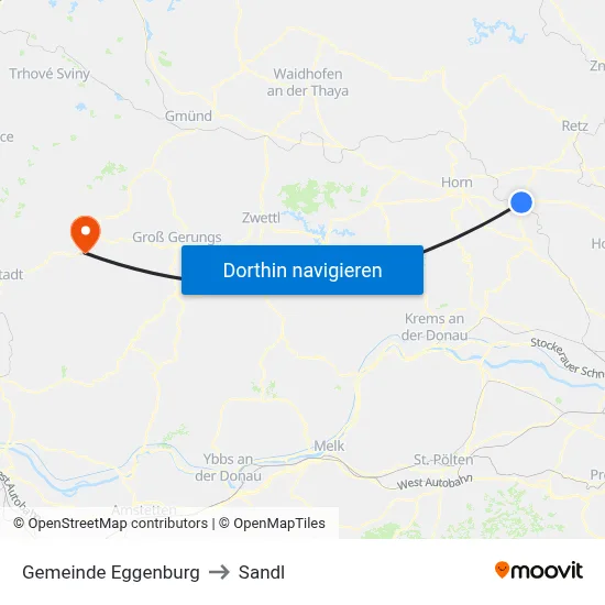 Gemeinde Eggenburg to Sandl map