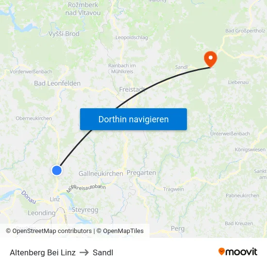 Altenberg Bei Linz to Sandl map