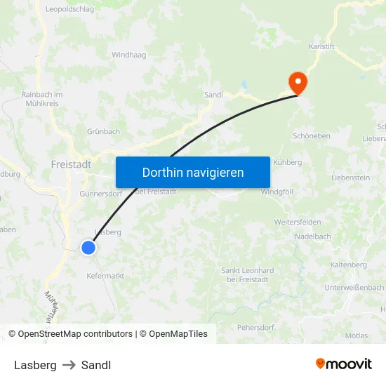 Lasberg to Sandl map
