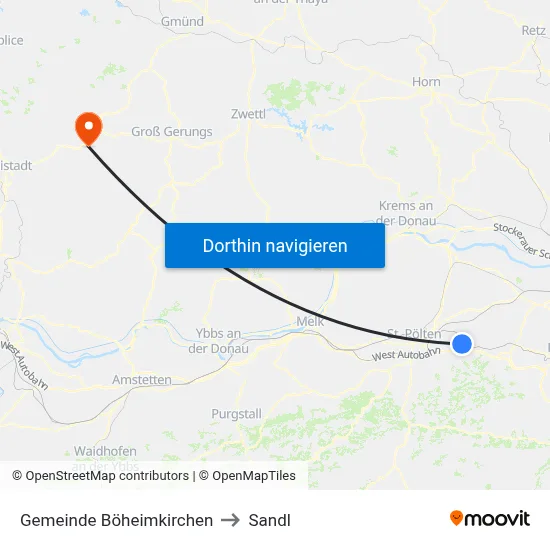Gemeinde Böheimkirchen to Sandl map