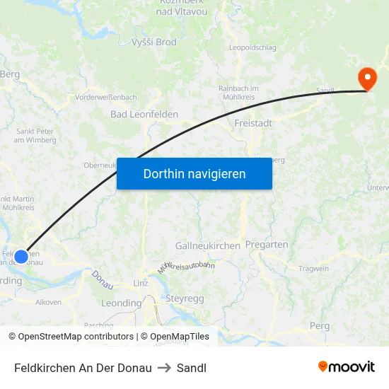Feldkirchen An Der Donau to Sandl map