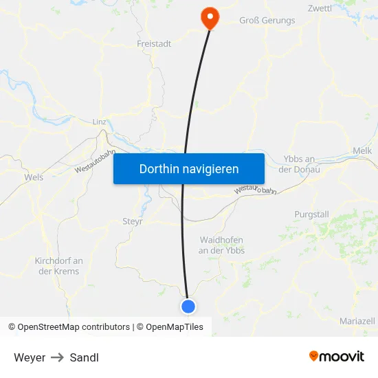 Weyer to Sandl map