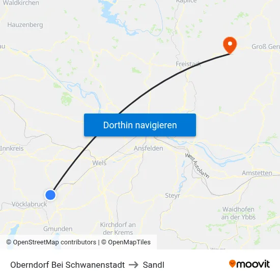 Oberndorf Bei Schwanenstadt to Sandl map