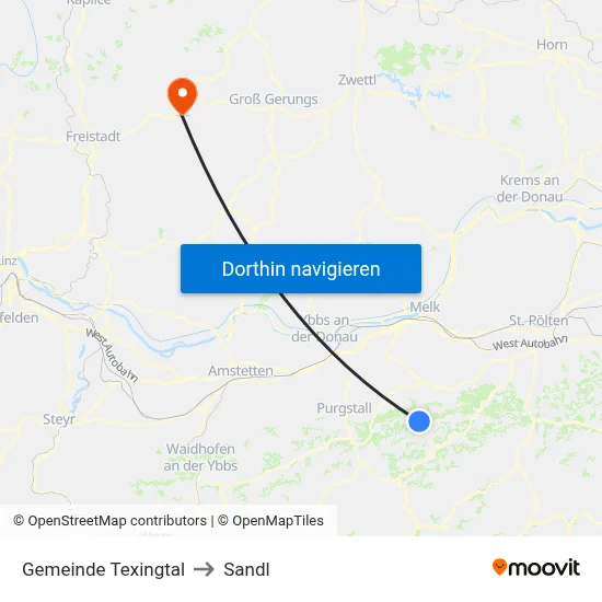 Gemeinde Texingtal to Sandl map