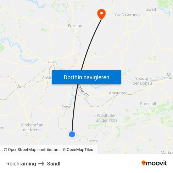 Reichraming to Sandl map