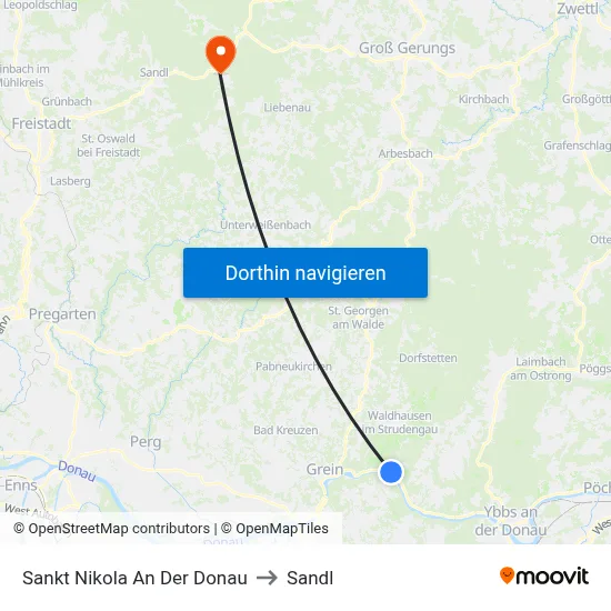 Sankt Nikola An Der Donau to Sandl map