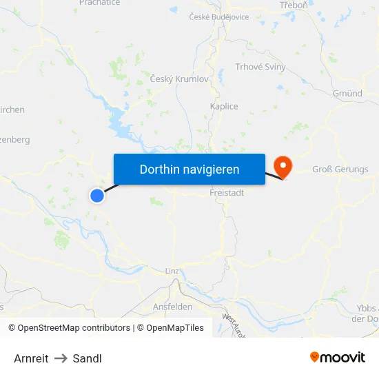 Arnreit to Sandl map