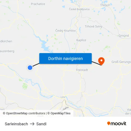 Sarleinsbach to Sandl map