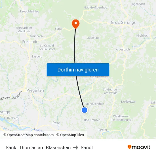 Sankt Thomas am Blasenstein to Sandl map