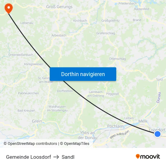 Gemeinde Loosdorf to Sandl map