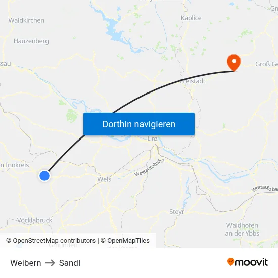 Weibern to Sandl map