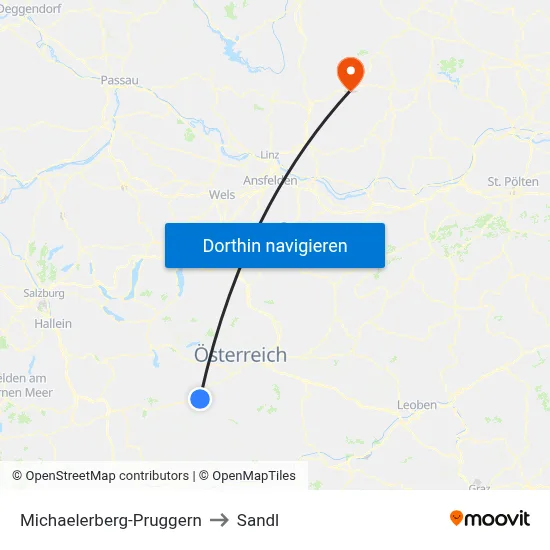 Michaelerberg-Pruggern to Sandl map