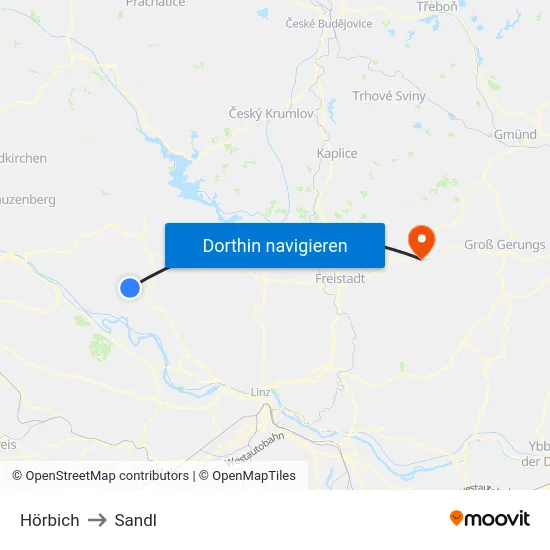 Hörbich to Sandl map