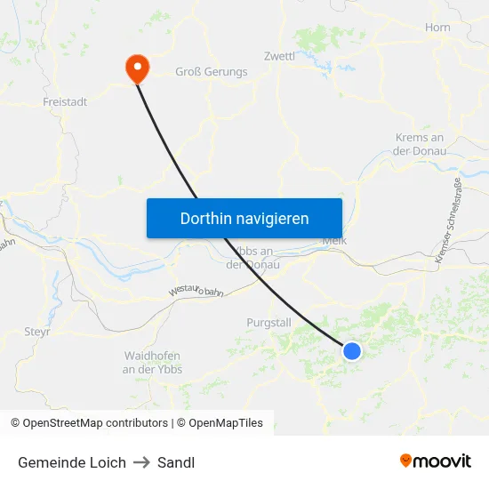 Gemeinde Loich to Sandl map