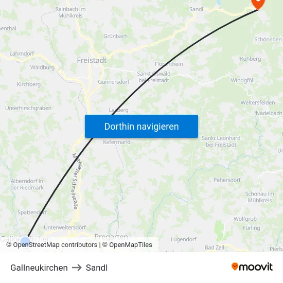 Gallneukirchen to Sandl map