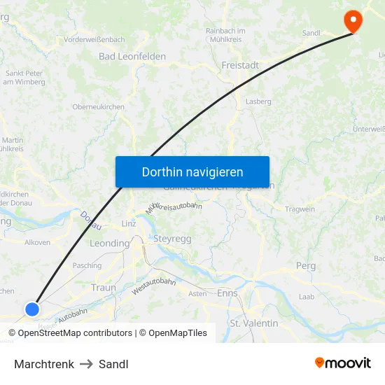 Marchtrenk to Sandl map