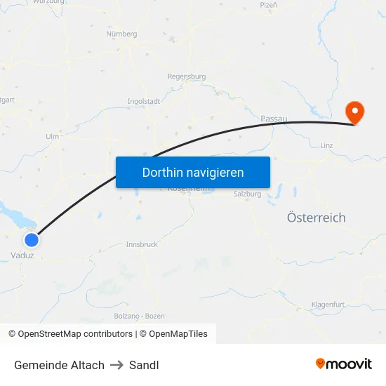 Gemeinde Altach to Sandl map
