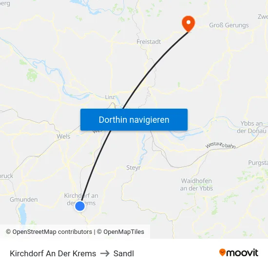 Kirchdorf An Der Krems to Sandl map