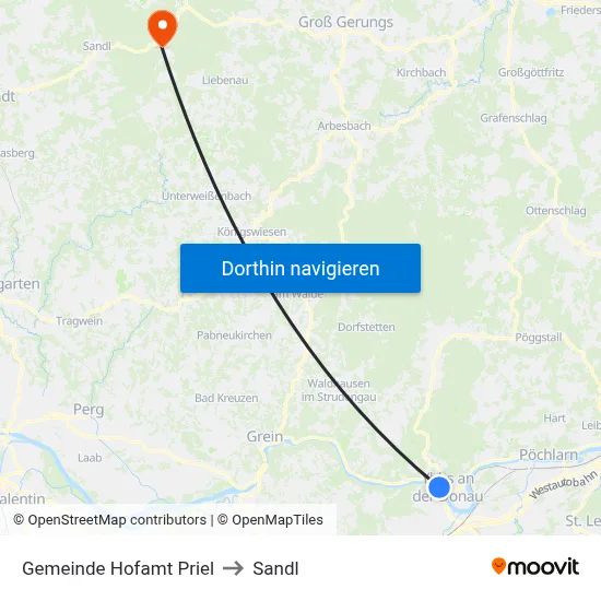 Gemeinde Hofamt Priel to Sandl map