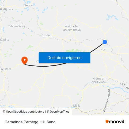 Gemeinde Pernegg to Sandl map