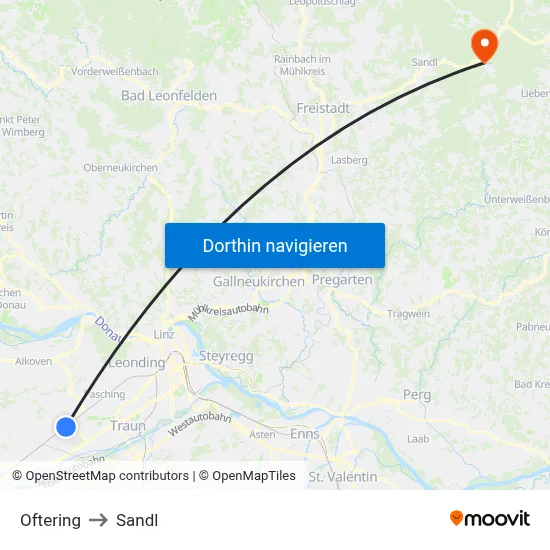 Oftering to Sandl map