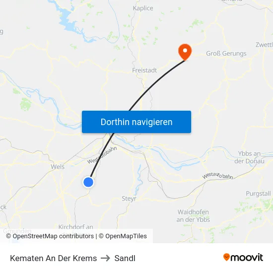 Kematen An Der Krems to Sandl map