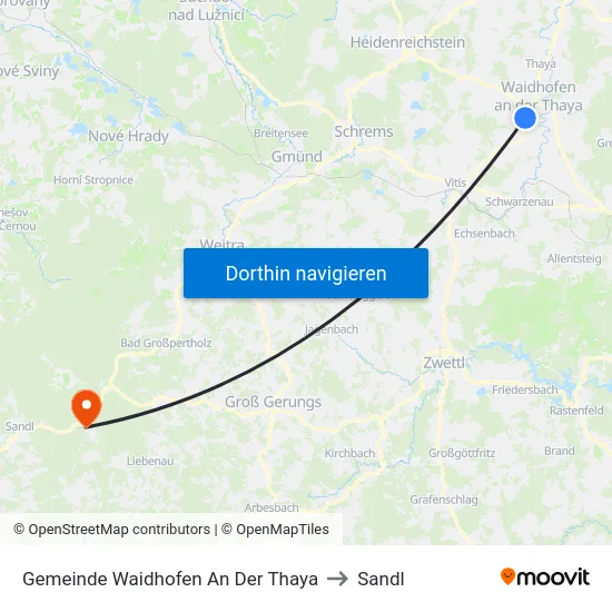 Gemeinde Waidhofen An Der Thaya to Sandl map