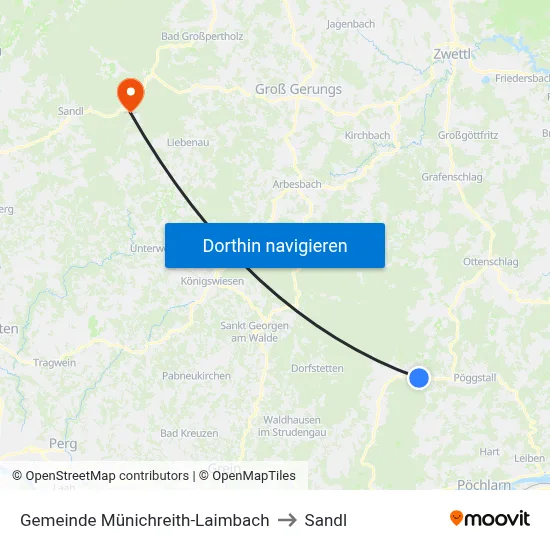 Gemeinde Münichreith-Laimbach to Sandl map