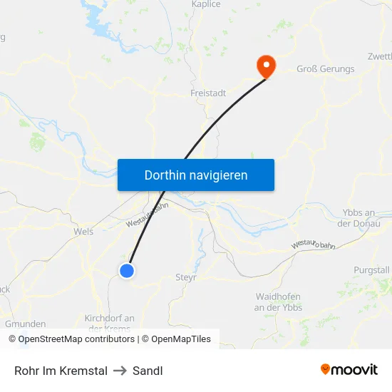 Rohr Im Kremstal to Sandl map