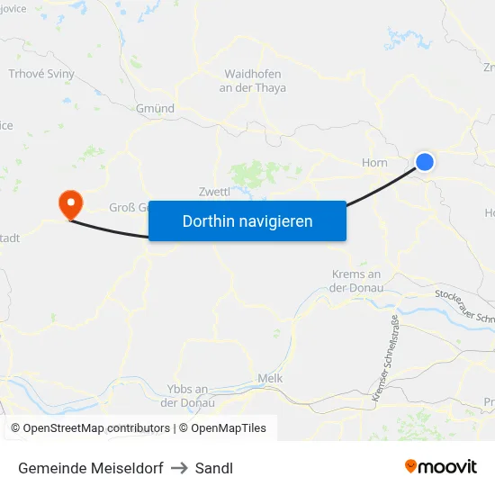 Gemeinde Meiseldorf to Sandl map