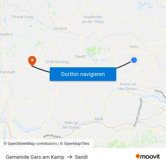 Gemeinde Gars am Kamp to Sandl map