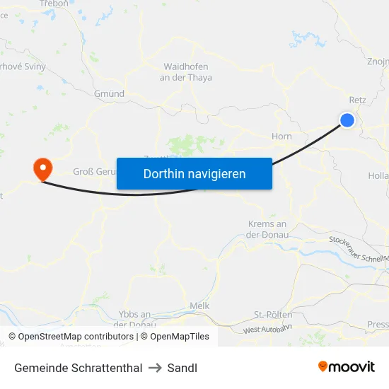 Gemeinde Schrattenthal to Sandl map