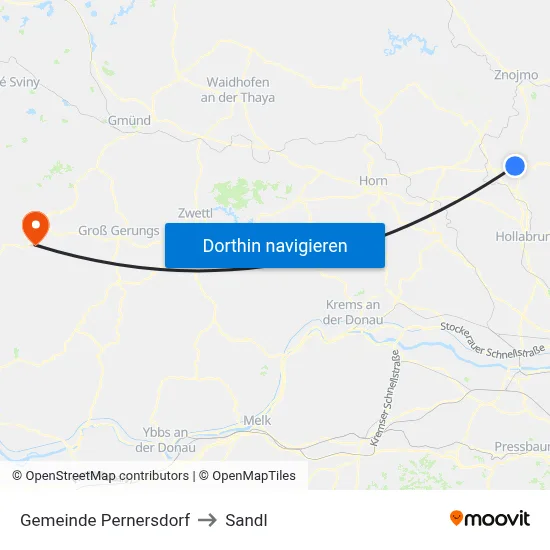 Gemeinde Pernersdorf to Sandl map