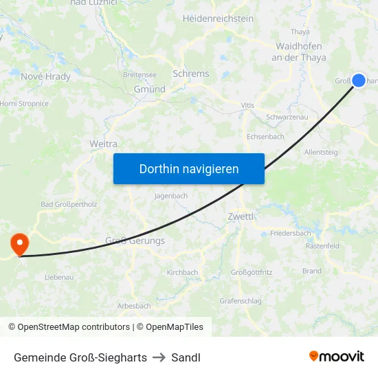 Gemeinde Groß-Siegharts to Sandl map