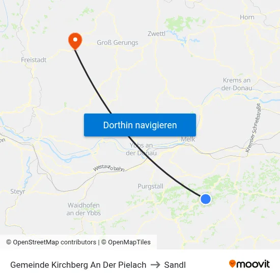 Gemeinde Kirchberg An Der Pielach to Sandl map