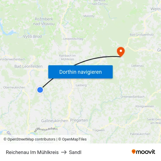 Reichenau Im Mühlkreis to Sandl map