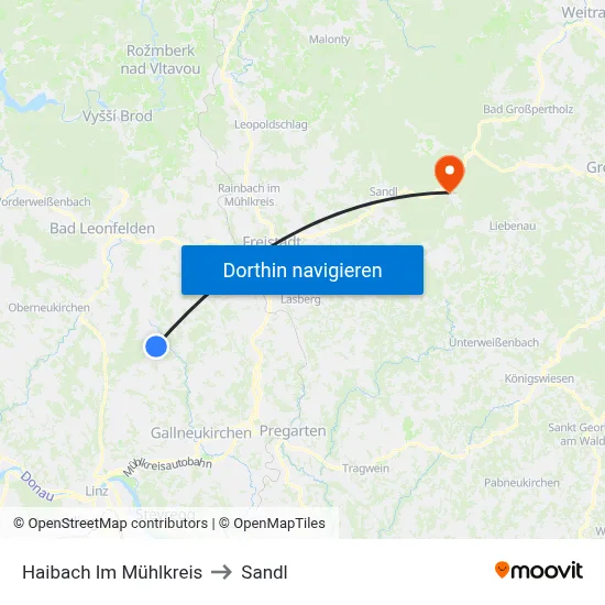 Haibach Im Mühlkreis to Sandl map