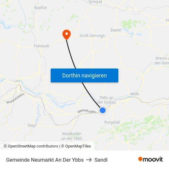 Gemeinde Neumarkt An Der Ybbs to Sandl map