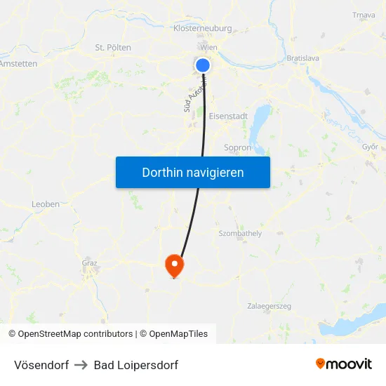 Vösendorf to Bad Loipersdorf map