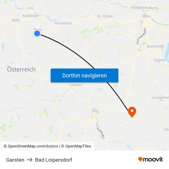 Garsten to Bad Loipersdorf map