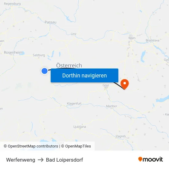 Werfenweng to Bad Loipersdorf map