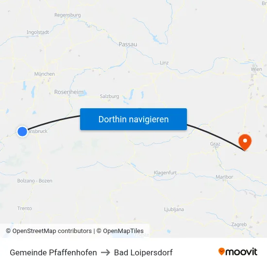 Gemeinde Pfaffenhofen to Bad Loipersdorf map