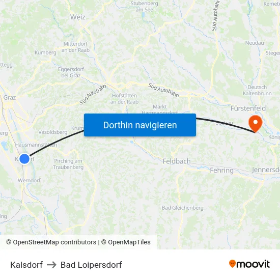 Kalsdorf to Bad Loipersdorf map
