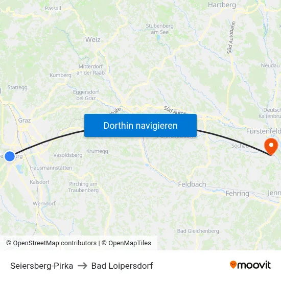 Seiersberg-Pirka to Bad Loipersdorf map